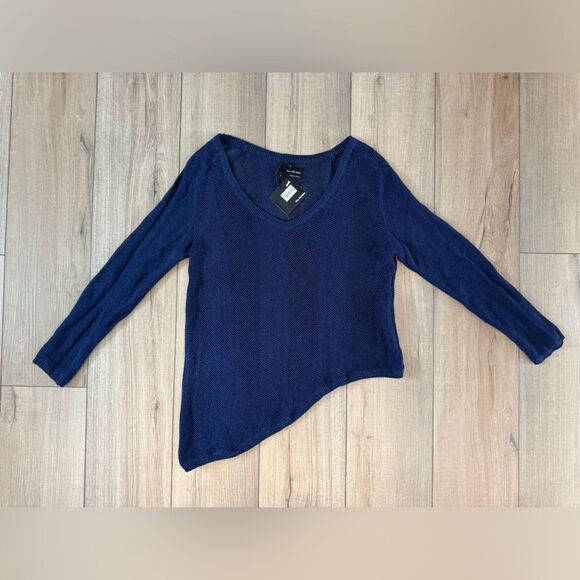 The Kooples Paris Small open knit sweater asymmetrical pullover navy size small - Picture 1 of 2